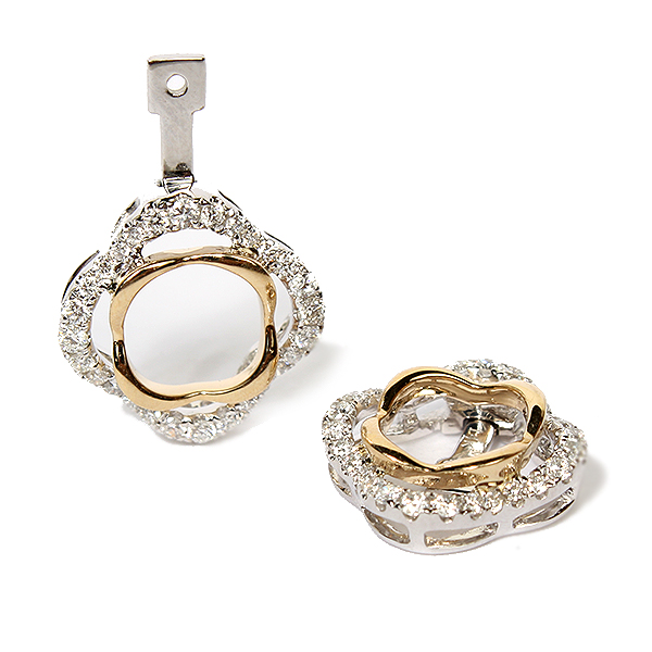 14k Two Tone Gold Diamond Convertible Earring Jackets 140 11750