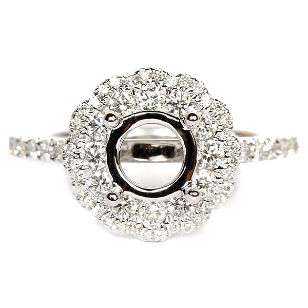 14K White Gold Diamond Semi-Mount Engagement Ring