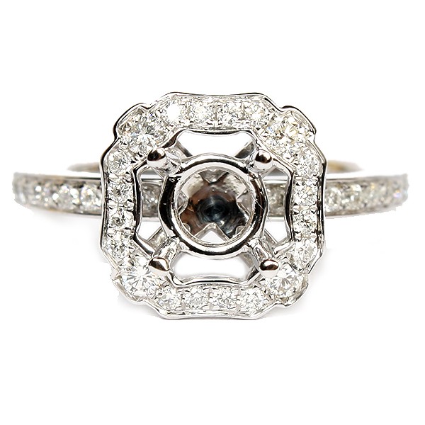 14K White Gold Diamond Semi-Mount Engagement Ring
