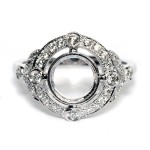 18K White Gold Antique Style Diamond Semi-Mount Engagement Ring
