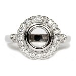 14K White Gold Floral Diamond Halo Semi-Mount Engagement Ring