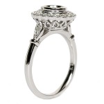 14K White Gold Floral Diamond Halo Semi-Mount Engagement Ring