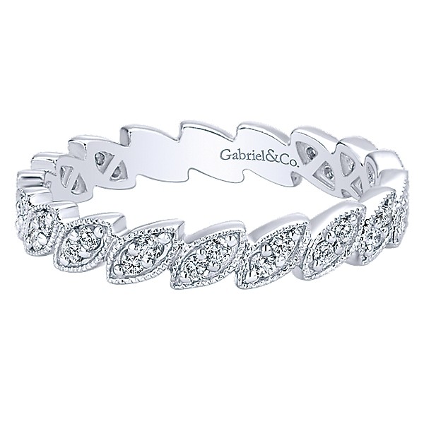 14K WHITE GOLD .19CTW DIAMOND MARQUISE STACKABLE BAND