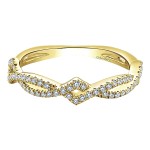 14K YELLOW GOLD DIAMOND GEOMETRIC TWIST STACKABLE BAND