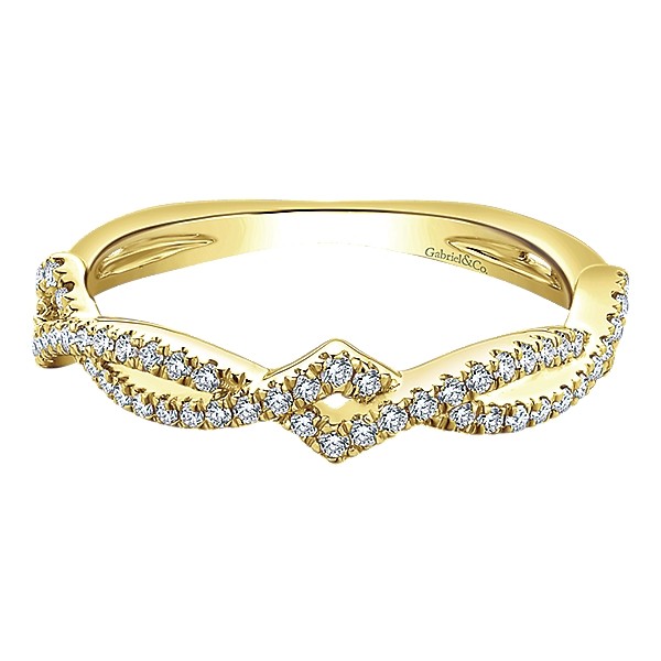 14K YELLOW GOLD DIAMOND GEOMETRIC TWIST STACKABLE BAND