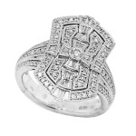 Effy 14K White Gold Art Deco Style Diamond Shield Ring