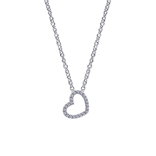 14K WHITE GOLD .11CTW DIAMOND HEART NECKLACE