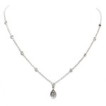 14K White Gold Pear Diamond Necklace