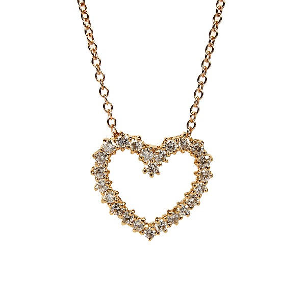14K Yellow Gold Diamond Heart Pendant