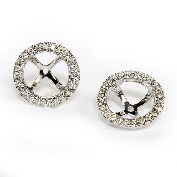 14K White Gold Diamond Earring Jackets