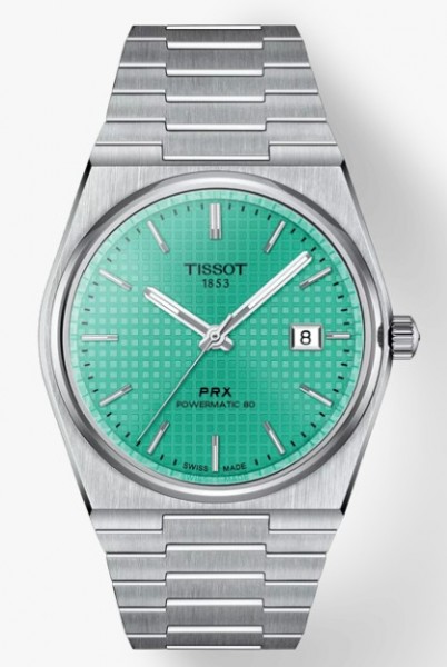 TISSOT 40MM STAINLESS PRX POWERMATIC 80 MINT GREEN DIAL