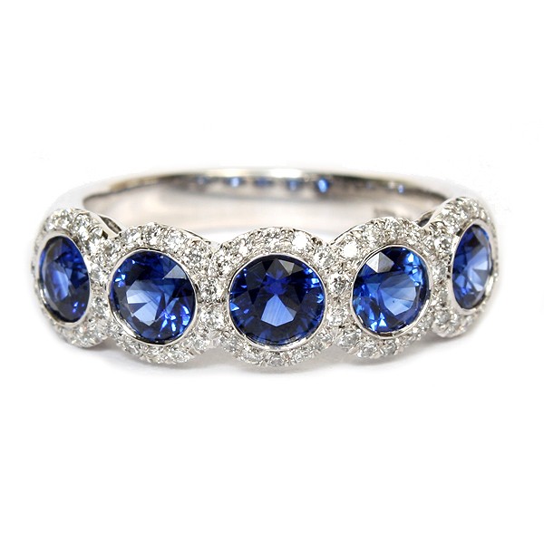 Platinum Sapphire And Diamond Band
