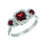 University Of Alabama 14K White Gold Roll Tide Garnet And Diamond Ring (Size 9)
