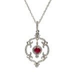 14K White Gold Ruby And Diamond Pendant