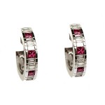 18K White Gold Ruby And Diamond Loop Earrings