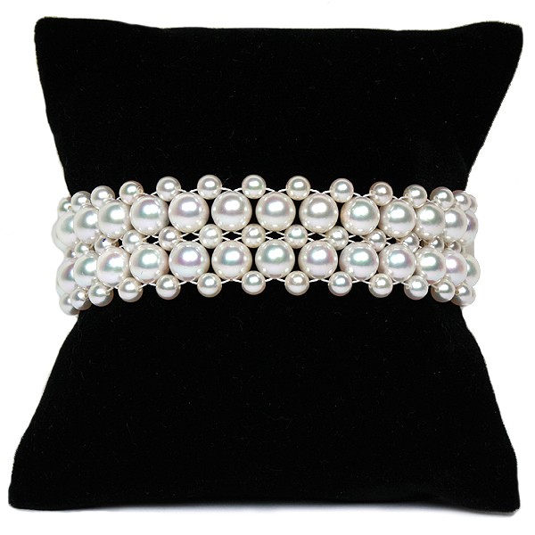 Braided Akoya Pearl Bracelet With 14K Yellow Gold Buckle Clasp
