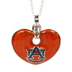 Auburn University Orange Enamel And Sterling Silver Heart Necklace