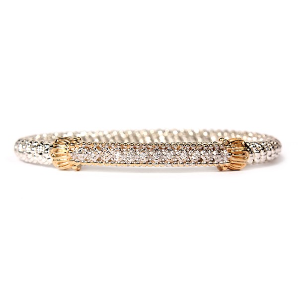 14K & STERLING SILVER 4MM DIAMOND CLOSED BRACELET