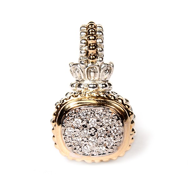 VAHAN STERLING SILVER/14K YELLOW GOLD PAVE DIAMOND ENHANCER PENDANT