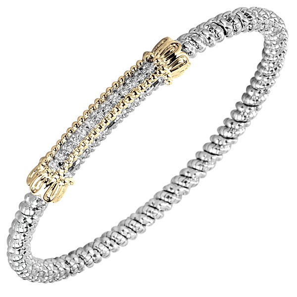 VAHAN STERLING/14K DIAMOND 4MM CLOSED BRACELET