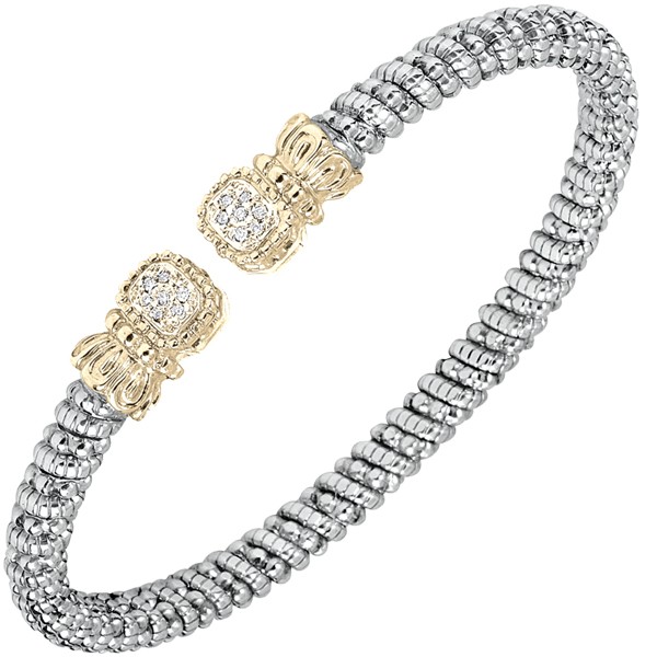 VAHAN STERLING SILVER/14K 4MM OPEN BRACELET