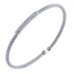 STERLING SILVER MESH CUFF BRACELET WITH CZ BAR