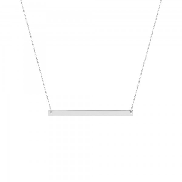 Sterling Silver Thin Bar Name Plate Necklace