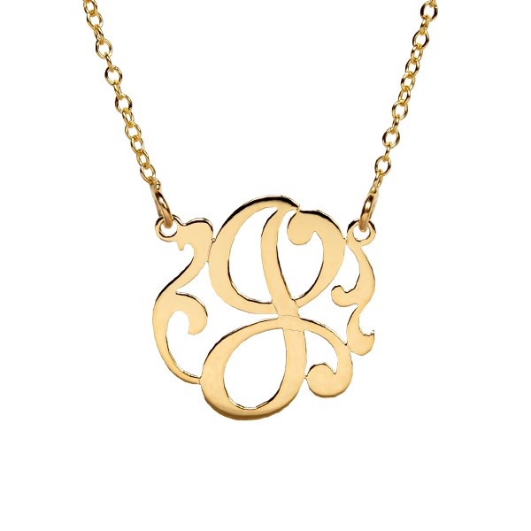 14K Yellow Gold Single Script J Initial Pendant