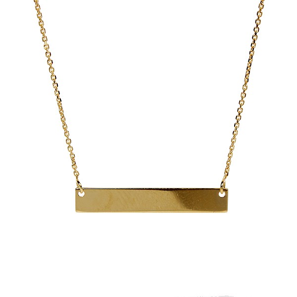 14K Yellow Gold Mini Name Plate Bar Pendant