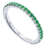 14K White Gold Emerald Stackable Band
