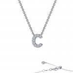 Sterling Silver Created .36Ctw Block Initial C 20