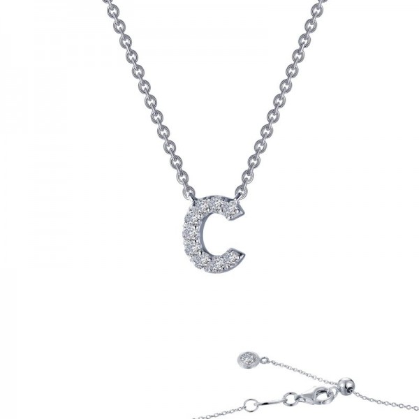 Sterling Silver Created .36Ctw Block Initial C 20