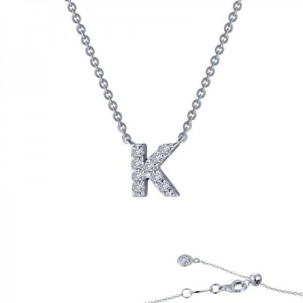 Sterling Silver Created .38Ctw Blocknitial K 20