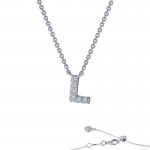 Sterling Silver Created .34Ctw Block Initial L 20