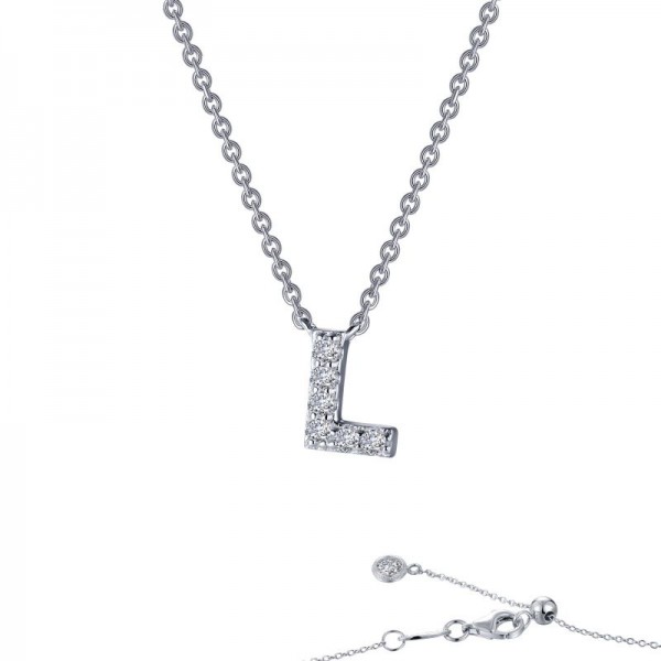 Sterling Silver Created .34Ctw Block Initial L 20
