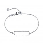 Sterling Silver 1.00Ctw Created Open Rectangle Adj Bracelet7.5