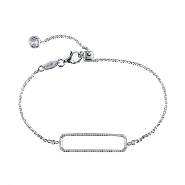 Sterling Silver 1.00Ctw Created Open Rectangle Adj Bracelet7.5