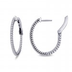 Sterling Silver 1.05Ctw Created Open Hinged Oval Inside Out Er
