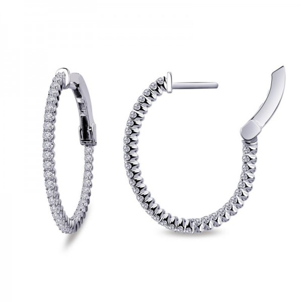 Sterling Silver 1.05Ctw Created Open Hinged Oval Inside Out Er