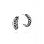 Classic Chain Silver Knife Edge Hoop Earrings (Dia 19.5Mm)