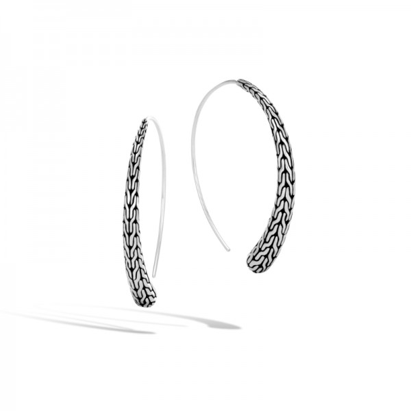 Carved Chain Large J Hoop Earring