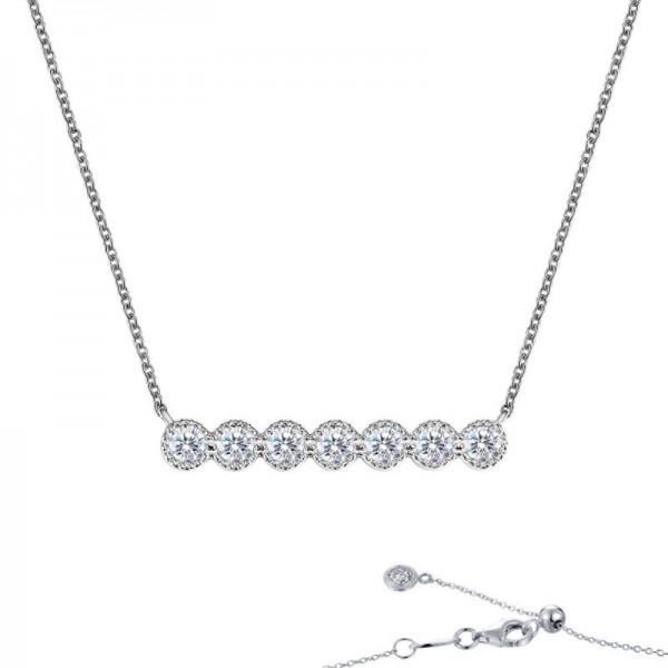 Sterling Silver .60Ctw Created 7 Symbols Of Joy Bar Neck 20