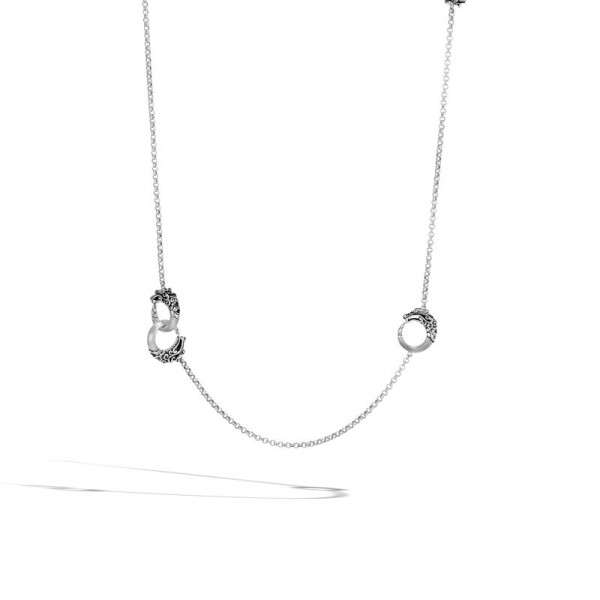 Legends Naga Sterling With Pave Black Spinel Station Necklace