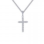 Sterling Silver .36Ctw Created CroSterling Silver Pendant 18
