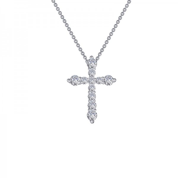 Sterling Silver .67Ctw Created CroSterling Silver Pendant 18