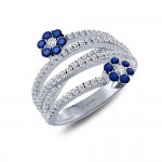 Sterling Silver 1.43Ctw Created Sapphflower Band Sz 7