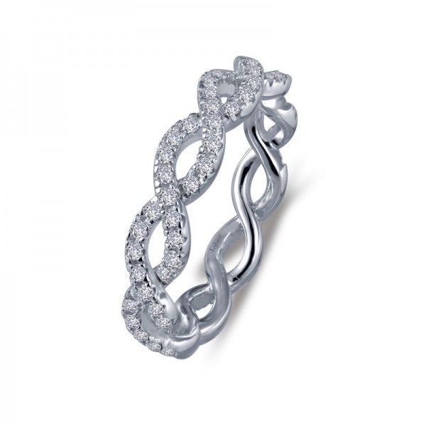 Sterling Silver .90Ctw Created Cross Wave Ring Sz 7