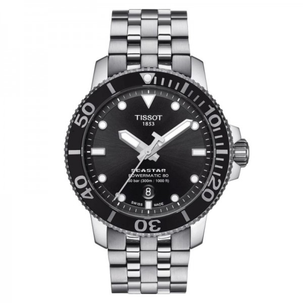 TISSOT SEASTAR 1000 POWERMATIC 80 HOUR BLACK DIAL AND BEZEL