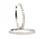 14K WHITE GOLD 1CTW DIAMOND INSIDE OUT HOOP EARRINGS