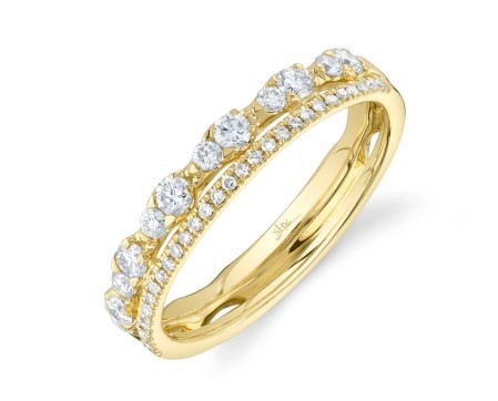 14K YELLOW GOLD DIAMOND DOUBLE BAND